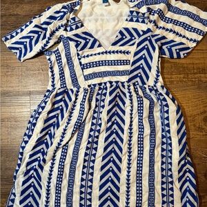 Blue and White Patterned Dress